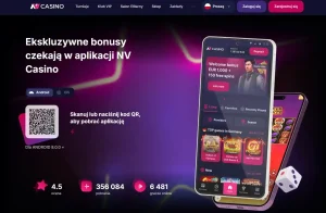 Oficjalna strona aplikacji NV Casino z opcjami Android i iOS