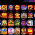 Sekcja automatów w oficjalnym lobby NV Casino z kartami gier